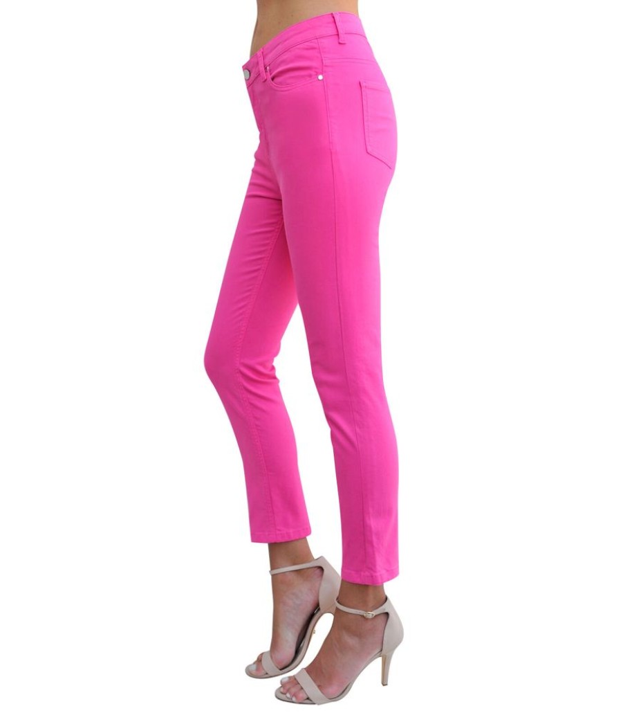 Femmes Bleu d'Azur Jeans | Russell Hoge Taille Stretch Katoenen Jeans Fuchsia