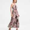 Femmes Smart & Joy Jurken | Strapless Jurk Van Chiffon Met Abstracte Bloemenprint