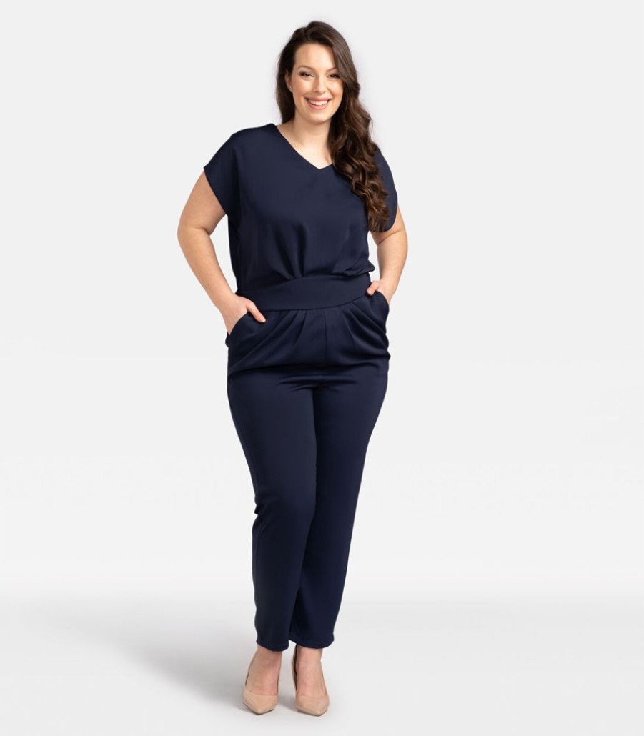 Femmes Karko Jumpsuits | Elegante Jumpsuit Met Zakken En Korte Mouwen Dorata