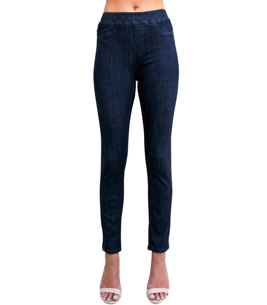 Femmes Bleu d'Azur Jeans | Vendy Jeans Slanke Elastische Tailleband