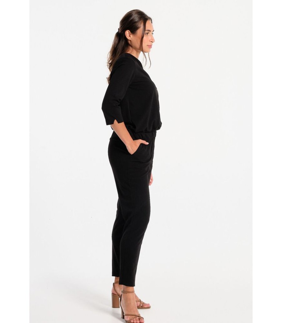 Femmes J&JOY Jumpsuits | Zwarte Jumpsuit Met Rits