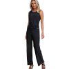 Femmes Bleu d'Azur Jumpsuits | Pitaya Gedrapeerde Zwarte Jersey Jumpsuit