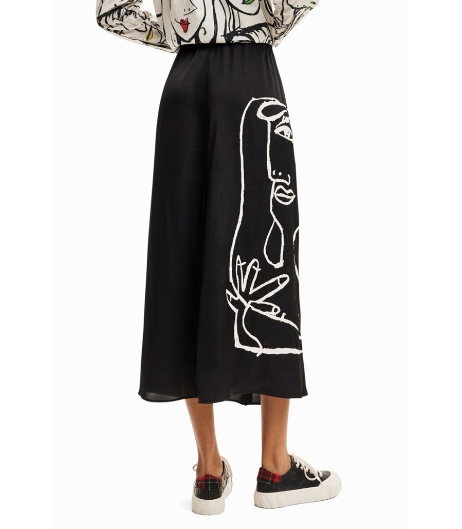 Femmes Desigual Rokken | Dames Midirok Met Kunstzinnig Gezicht