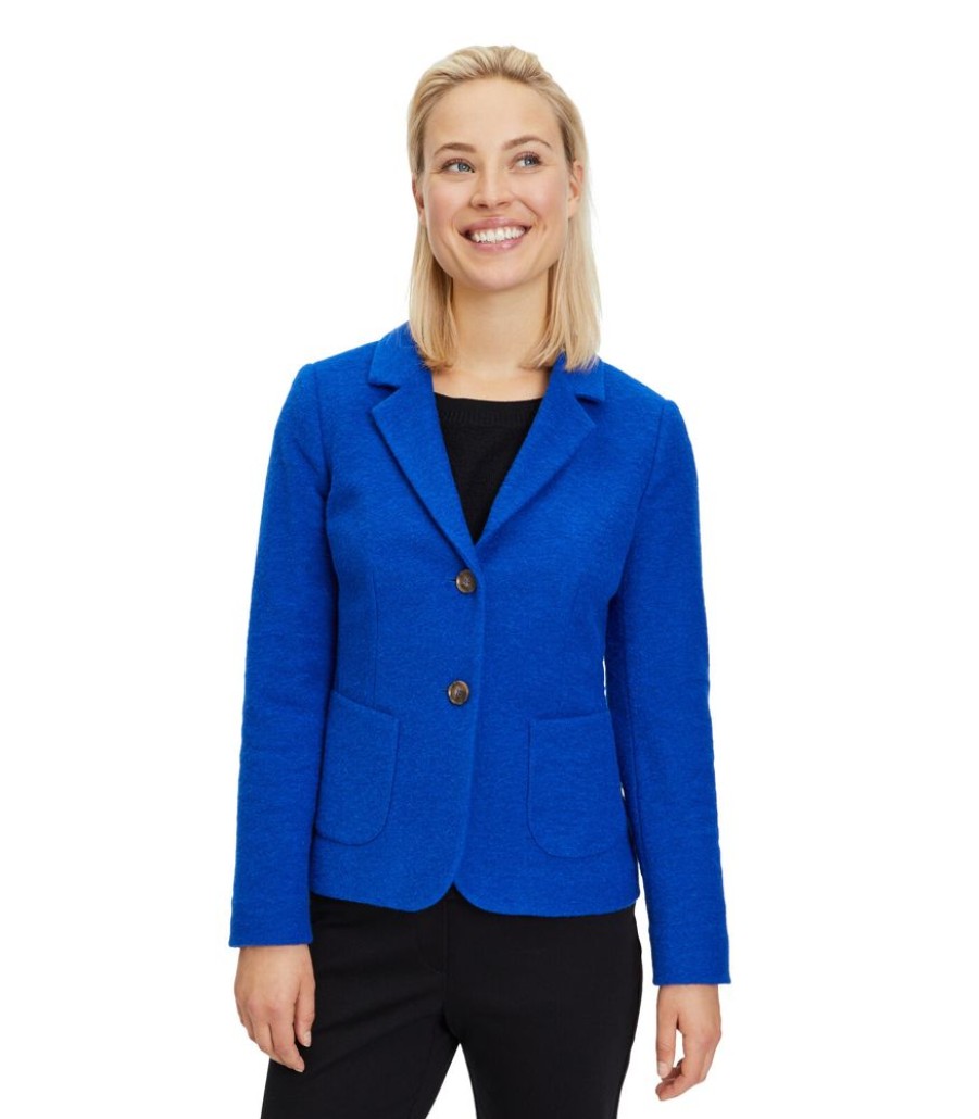 Femmes Betty Barclay Maatpakken & Blazers | Wollen Blazer Met Opgestikte Zakken