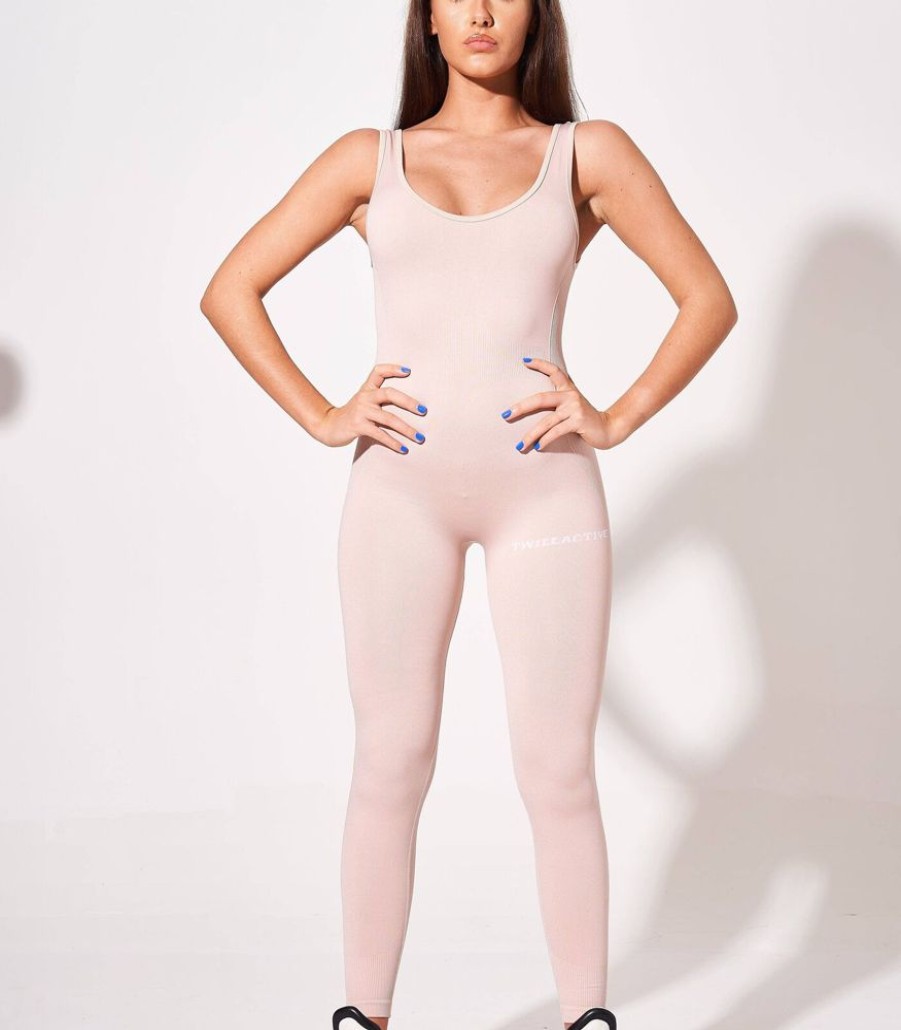 Femmes Twill Active Jumpsuits | Lure Recycled Premium Rib Unitard - Mink