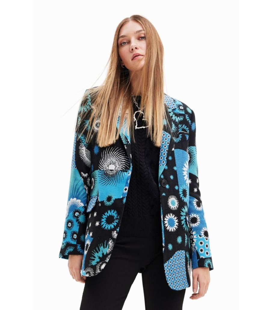 Femmes Desigual Maatpakken & Blazers | Damesjacquard Patchwork Blazer