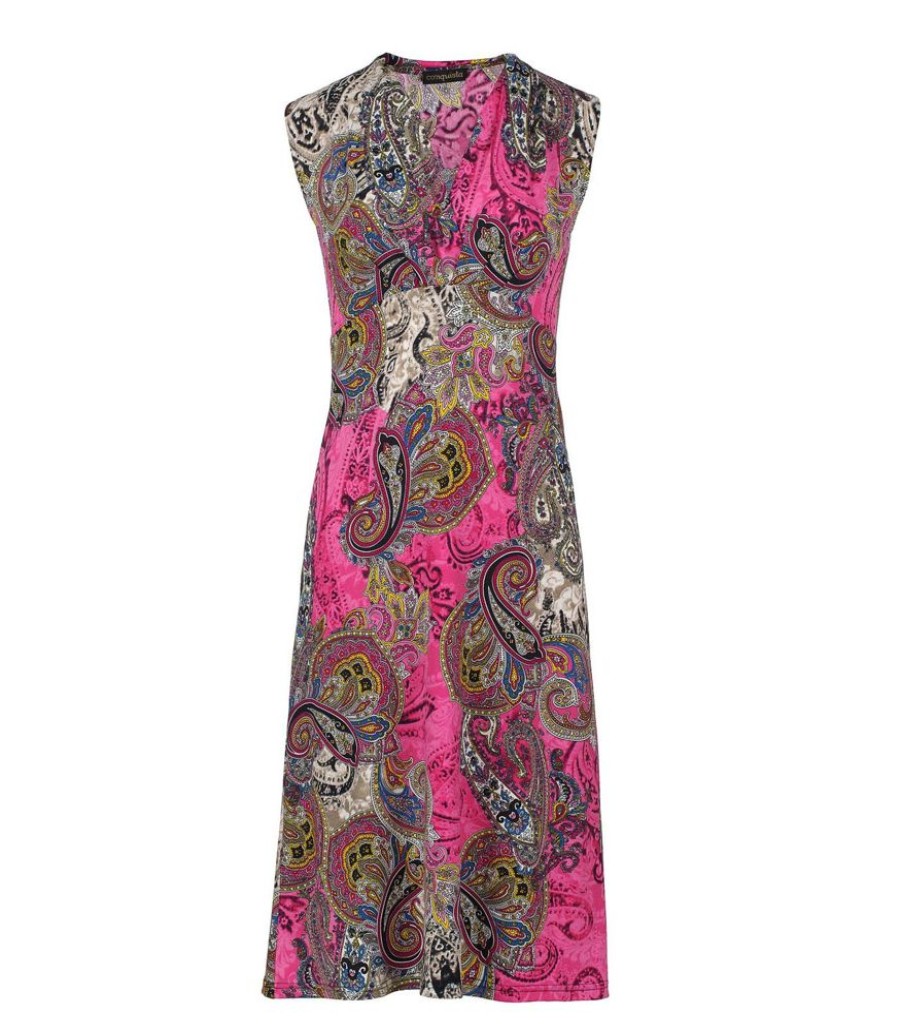 Femmes Conquista Jurken | Mouwloze Empire Line-Jurk In Fuchsia Print