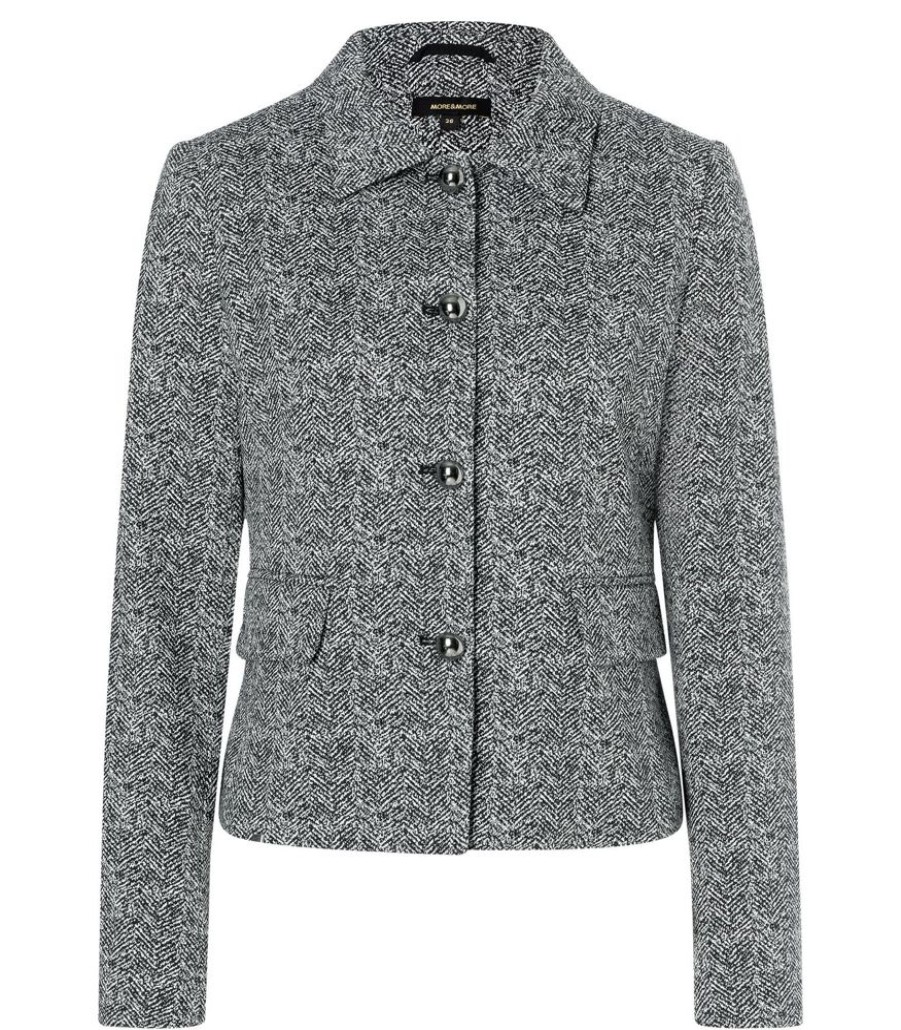 Femmes MORE & MORE Maatpakken & Blazers | Jasje Met Tweekleurig Jacquardmotief