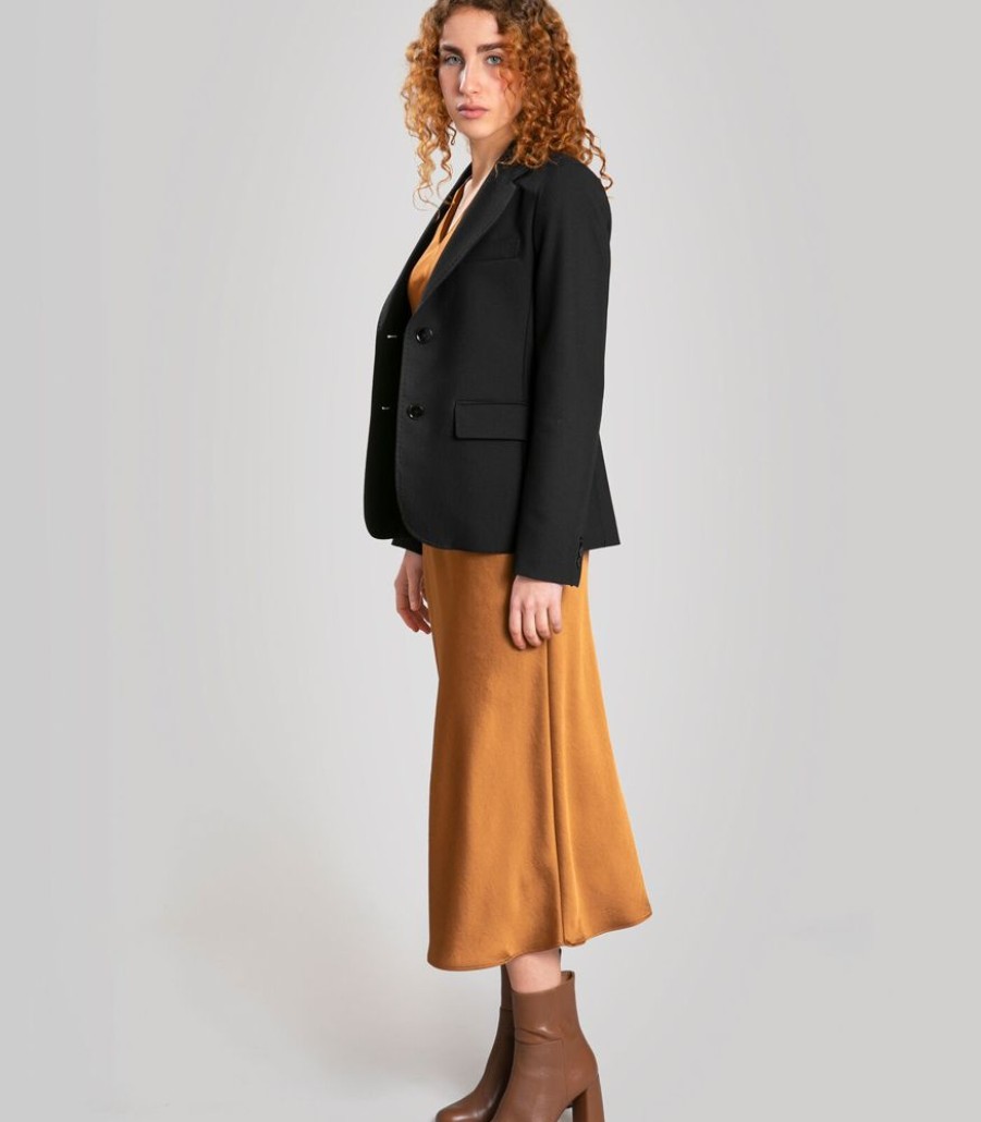 Femmes Weekend MaxMara Maatpakken & Blazers | Zwarte Bi-Stretch Blazer