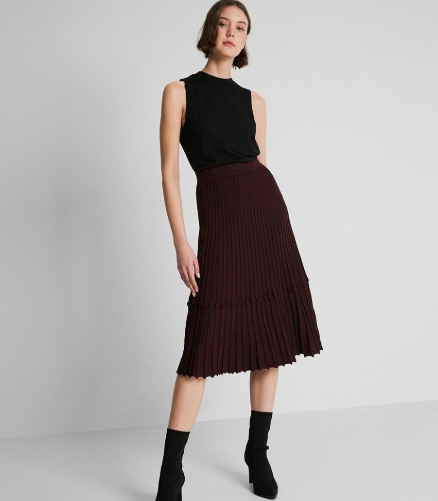 Femmes Trucco Rokken | Gebreide Midi Rok Middel Rood