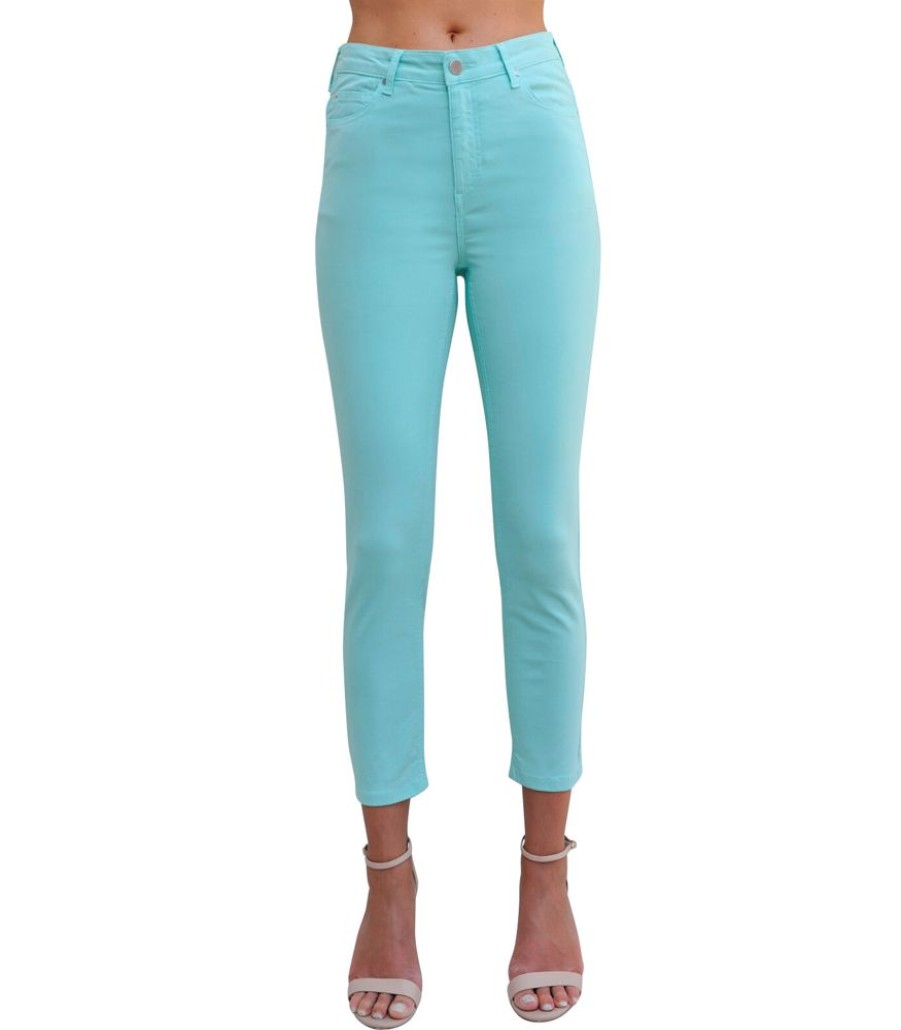 Femmes Bleu d'Azur Jeans | Russell Hoge Taille Katoenen Stretch Slim Jeans Sky