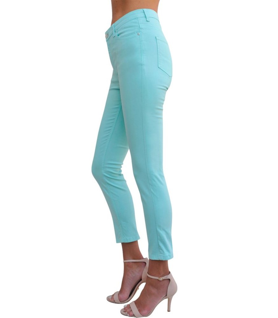 Femmes Bleu d'Azur Jeans | Russell Hoge Taille Katoenen Stretch Slim Jeans Sky