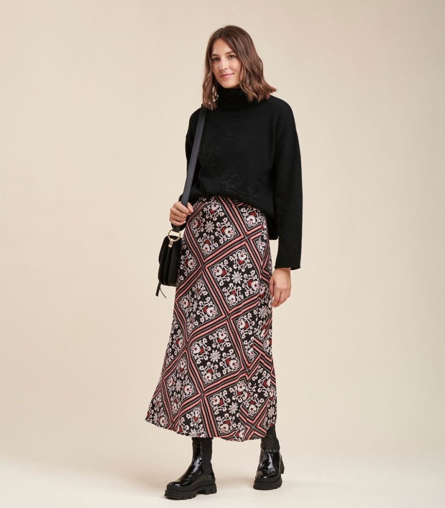 Femmes La Fée Maraboutée Rokken | Mid-Lengte Rok Met Ecovero Viscose Sjaalprint