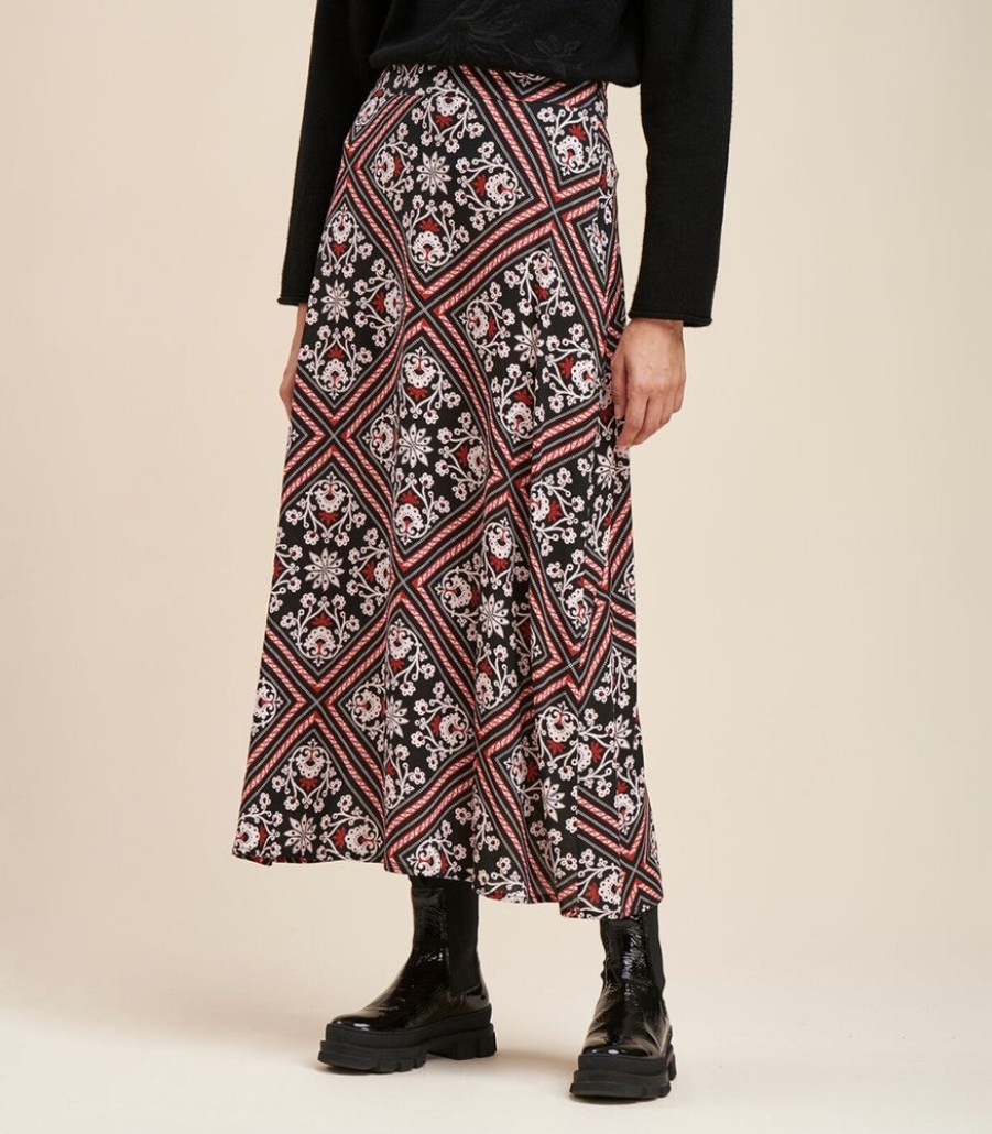 Femmes La Fée Maraboutée Rokken | Mid-Lengte Rok Met Ecovero Viscose Sjaalprint