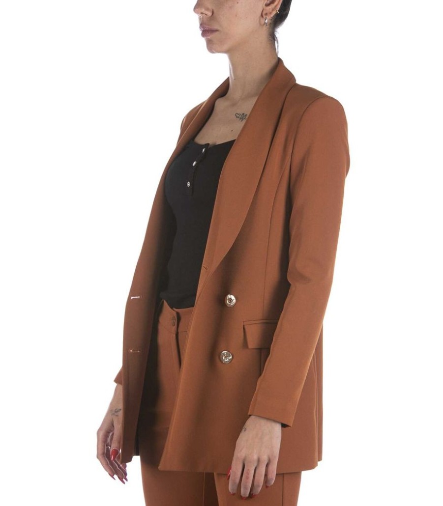 Femmes Gaudi Maatpakken & Blazers | Cinnamon Double-Breasted Gaudi Jas